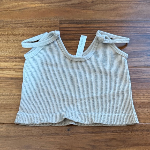 Beige Ribbed Crop Top - Picture 1 of 2